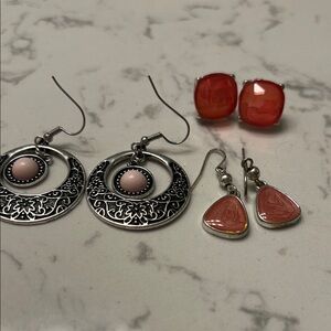 Elegant Silver and Pink Earrings bundle — GENTLY USED!